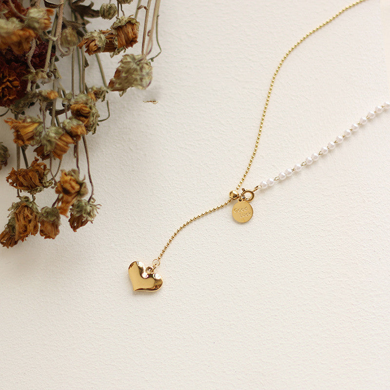 Pearl Chain Necklace Summer Clavicle Chain Neck Chain Titanium Steel